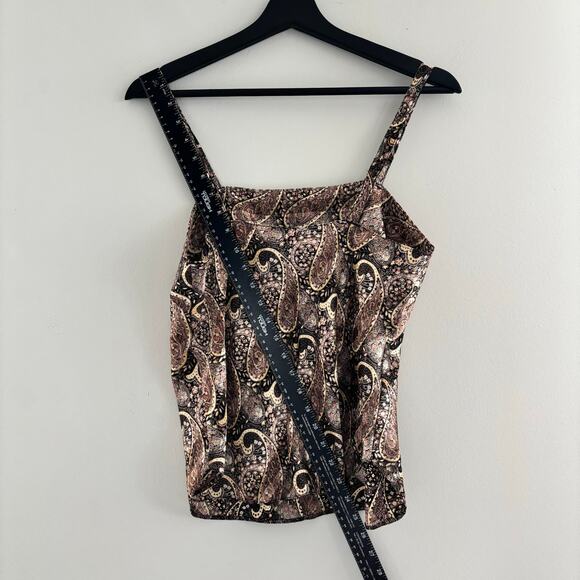 90s Vintage Paisley Shimmer Top Semi Sheer Satin Like Top Women's Size 36 - Picture 7 of 10
